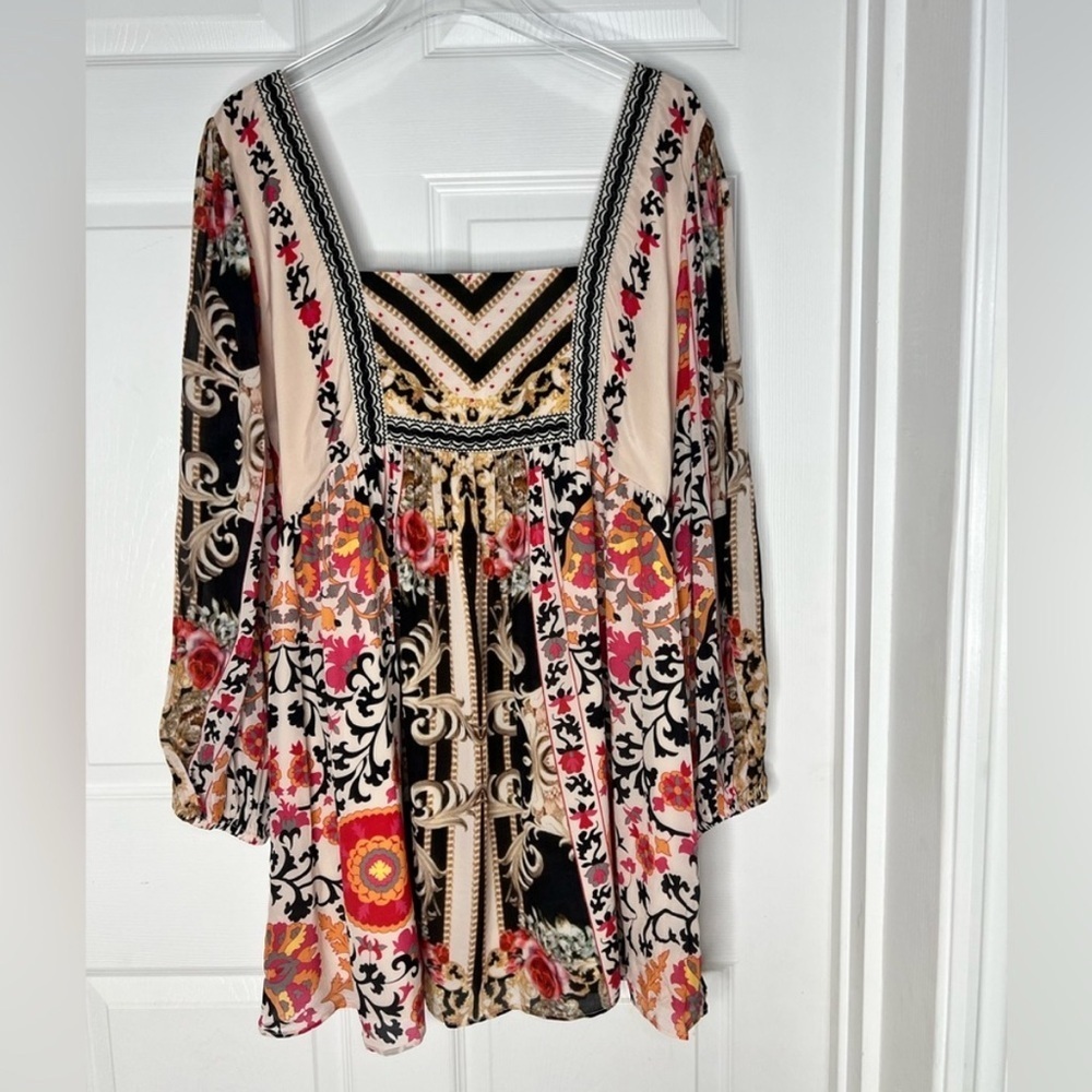 Anthropologie Nikasha Floral Mini Dress smock long sleeve - Picture 4 of 8